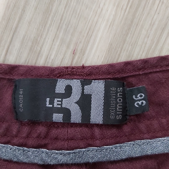 Mens Simons Burgundy linen short - Picture 3 of 4